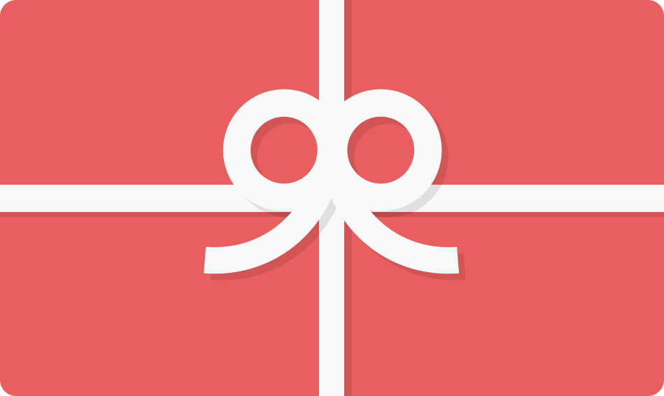 Gift Card with a simple white ribbon bow design on a red background, perfect for gifting boho clothing and Leonora Gypsy style dresses and tops.